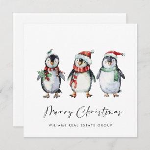 Whimsical Santa Penguins Weihnachtskonzern Feiertagskarte