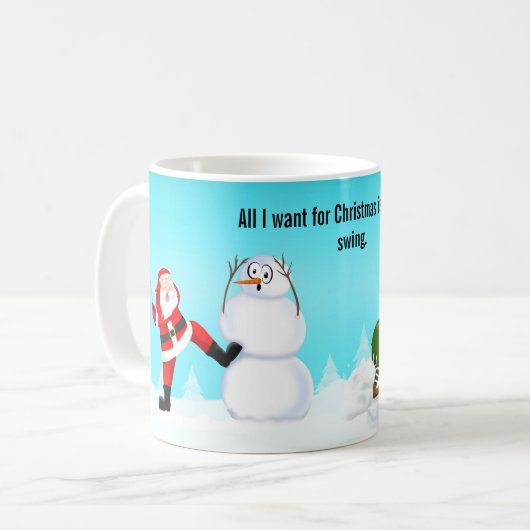 Whimsical Santa Playing Golf, Snowman And Elves  Kaffeetasse (Vorderseite Links)