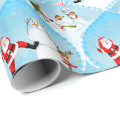 Whimsical Santa Playing Golf, Snowman und Rentier Geschenkpapier (Rolleneckpunkt)