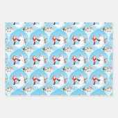 Whimsical Santa Playing Golf, Snowman und Rentier Geschenkpapier Set (Vorderseite)