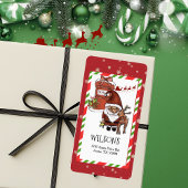 Whimsical Santa Reindeer Christmas Return Address Adressaufkleber