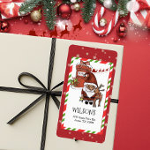 Whimsical Santa Reindeer Christmas Return Address Adressaufkleber