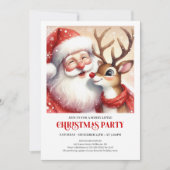 Whimsical Santa Rudolph Holiday Celebration Invite Einladung (Vorderseite)