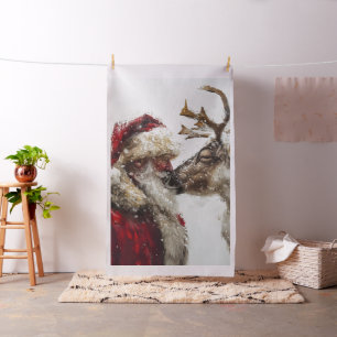 Whimsical Santa & Rudolph Nose to Nose Stoff