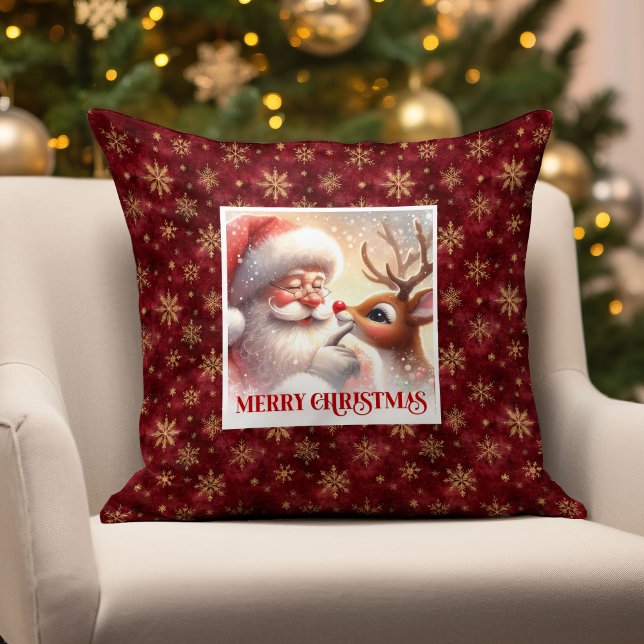 Whimsical Santa Rudolph Pillow Christmas Happiness Kissen (Whimsical Santa Rudolph Pillow Christmas Happiness)