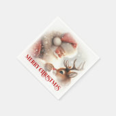 Whimsical Santa Rudolph Weihnachts-Dinner Serviett Serviette (Ecke)