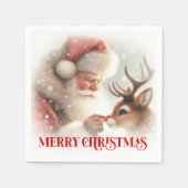 Whimsical Santa Rudolph Xmas Dinner Napkins Serviette (Vorderseite)