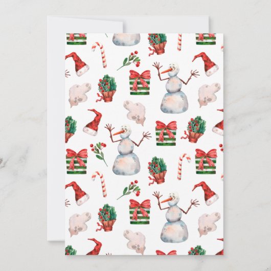 Whimsical Santa Snowman Kinder Weihnachtsbrunch Einladung (Rückseite)