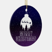 Whimsical Santa's Sleigh and Midnight view Keramik Ornament (Rechts)