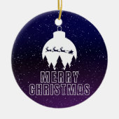 Whimsical Santa's Sleigh and Midnight view Keramik Ornament (Vorne)