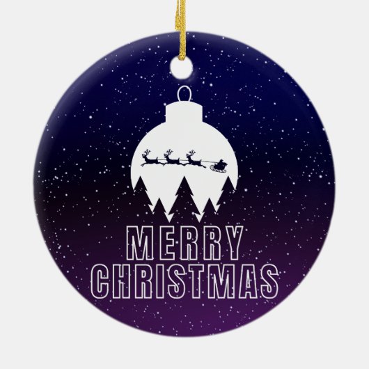 Whimsical Santa's Sleigh and Midnight view Keramik Ornament (Hinten)