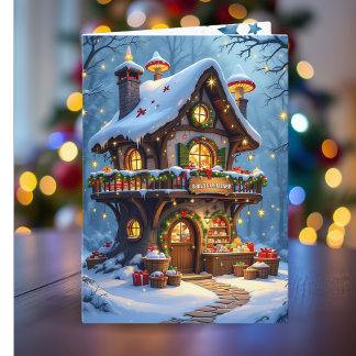 Whimsical Santa's Workshop Personalisiert Weihnach Feiertagskarte