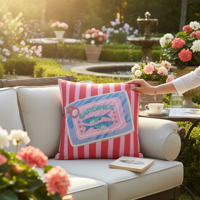 Whimsical Sardine Tin Graphic Design Pillow Kissen (Von Creator hochgeladen)