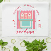 Whimsical Sardines Coastal Beach Geschirrtuch (Gefaltet)