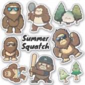 Whimsical Sasquatch Stickers, Bigfoot Decals Aufkleber (Vorderseite)