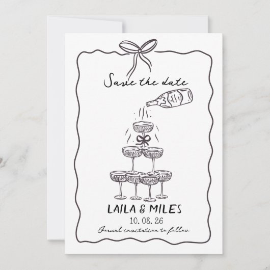 Whimsical Save the date champagne tower wedding (Vorderseite)