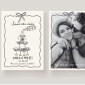 Whimsical Save the date champagne tower wedding