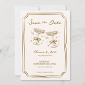 Whimsical Save The Date Champagne with Photo Brown Einladung (Vorderseite)