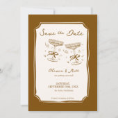 Whimsical Save The Date Champagner mit Foto Boho Einladung (Vorderseite)