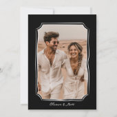 Whimsical Save The Date Champagner mit Foto Schwar Einladung (Rückseite)