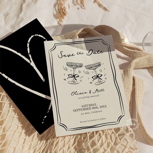 Whimsical Save The Date Champagner Prost Einladung