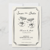 Whimsical Save The Date Champagner Prost Einladung (Vorderseite)