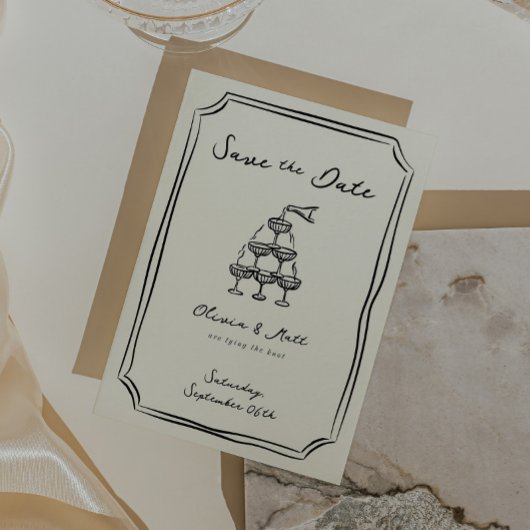 Whimsical Save the Date Champagner Tower Einladung
