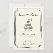 Whimsical Save the Date Champagner Tower Einladung (Vorderseite)