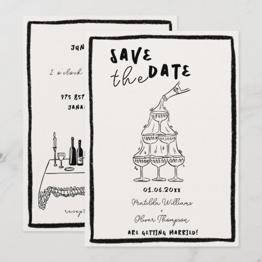 Whimsical Save the Date Einladung (Vorne/Hinten)