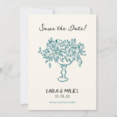 Whimsical Save the date flowers wedding card (Vorderseite)