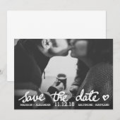 Whimsical Save the Date Niedlich Heart Script Foto (Vorne/Hinten)