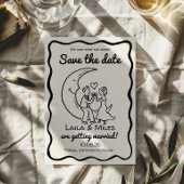 Whimsical Save the date over the moon wedding