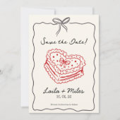 Whimsical Save the date wedding cake heart card  (Vorderseite)