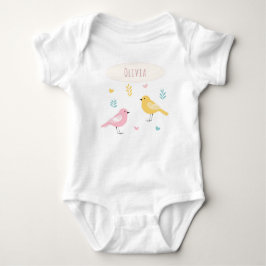 Whimsical Scandi Birds Cute Personalized Baby Strampler