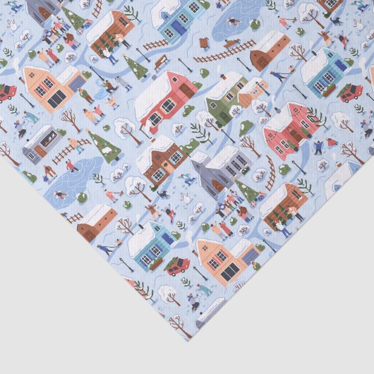 Whimsical Scandi Hygge Weihnachtsdorf Pastel Seidenpapier (Ausschnitt)