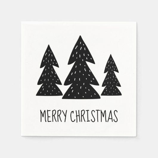 Whimsical Scandi Pine Trees Frohe Weihnachten Serviette (Vorderseite)