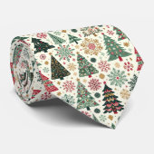 Whimsical Scandi Weihnachtsbaumen Schneeflocken Krawatte (Gerollt)
