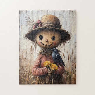 Whimsical Scarecrow Holding Sonnenblumen Puzzle