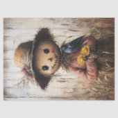 Whimsical Scarecrow Holding Sonnenblumen Seidenpapier (Vorderseite)
