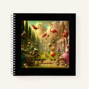 "Whimsical Schach & Flamingo Carnival - Fantasie Notizblock