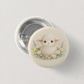 Whimsical Schafe und Wildblumen für einen charmant Button (Vorne & Hinten)
