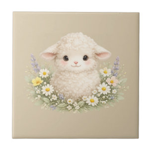 Whimsical Schafe und Wildblumen für einen charmant Fliese