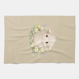 Whimsical Schafe und Wildblumen für einen charmant Geschirrtuch