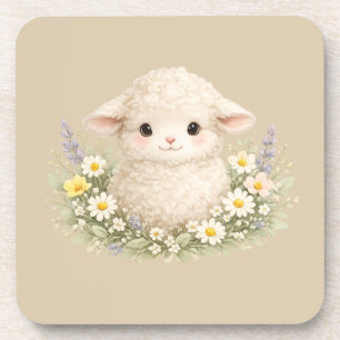 Whimsical Schafe und Wildblumen für einen charmant Getränkeuntersetzer