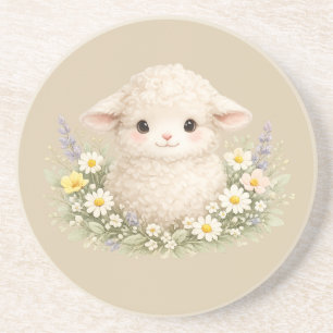 Whimsical Schafe und Wildblumen für einen charmant Getränkeuntersetzer