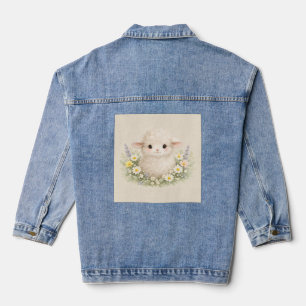 Whimsical Schafe und Wildblumen für einen charmant Jeansjacke