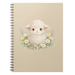 Whimsical Schafe und Wildblumen für einen charmant Notizblock
