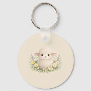 Whimsical Schafe und Wildblumen für einen charmant Schlüsselanhänger