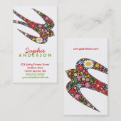 Whimsical Schluckvögel und farbenfrohe Frühlingsbl Visitenkarte (Vorne/Hinten)