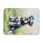 Whimsical Schnauzer with Easter Eggs Flexible Magnet (Horizontal)